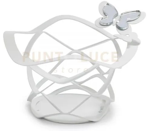 Cestino butterfly decorato bianco in ferro e polimetilmetacrilato  ...