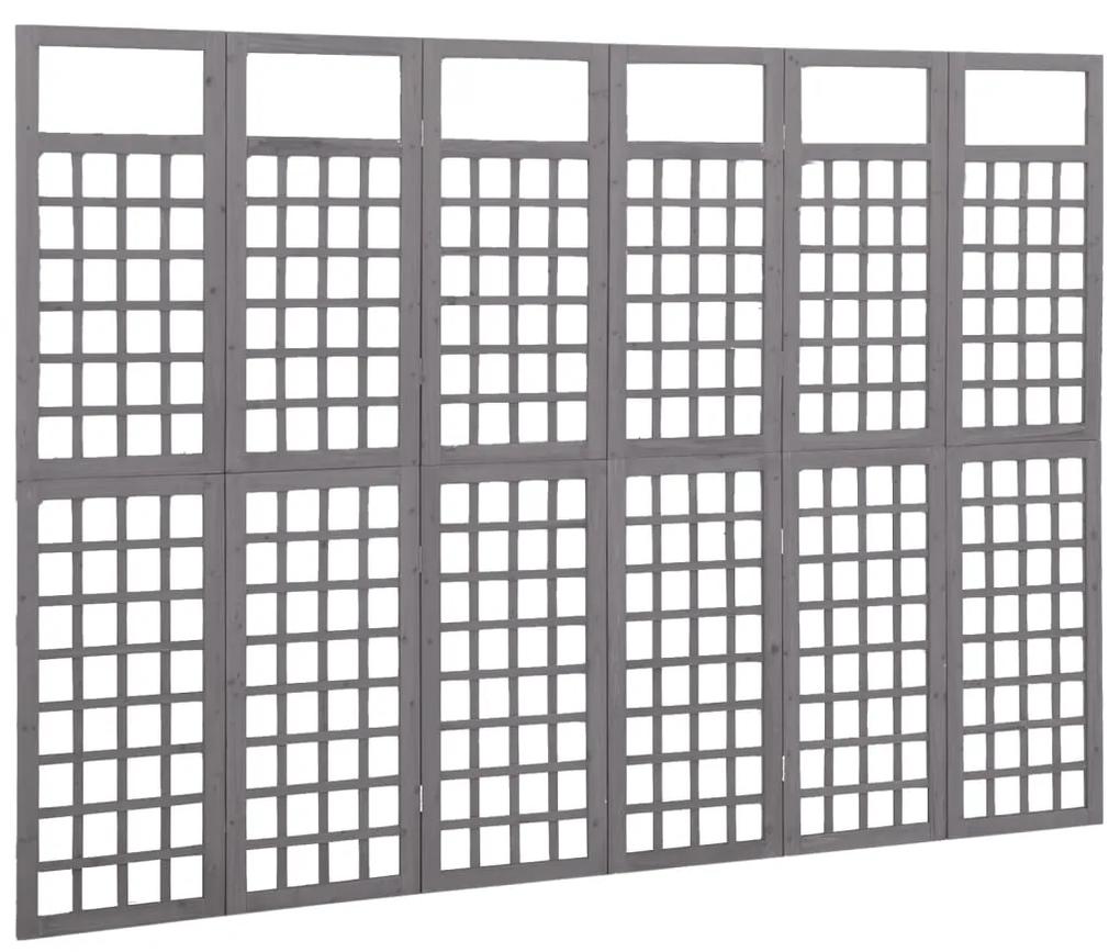 Divisorio a 6 pannelli in massello di abete grigio 242,5x180 cm