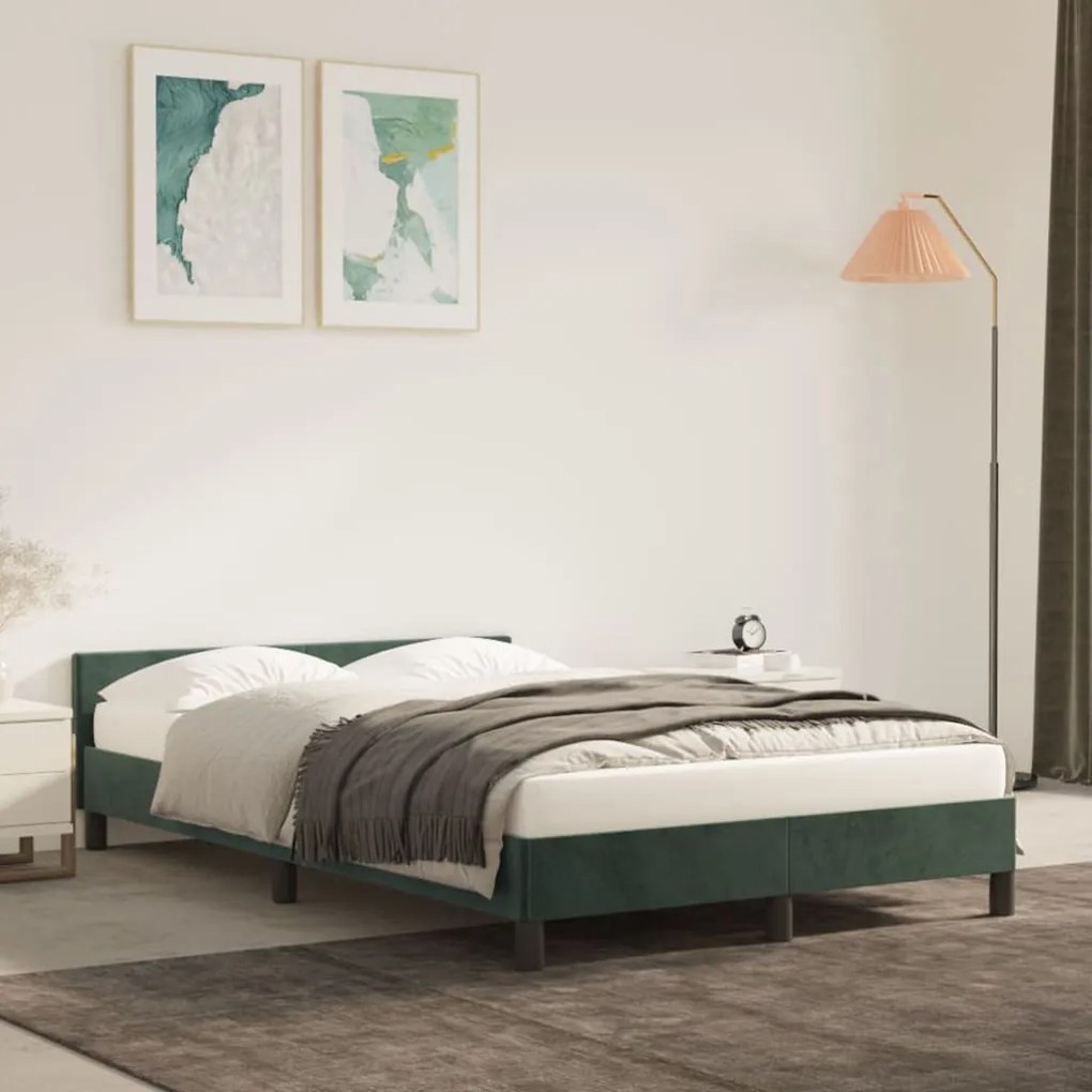 Giroletto Senza Materasso Verde Scuro 120x200 Cm İn Velluto /