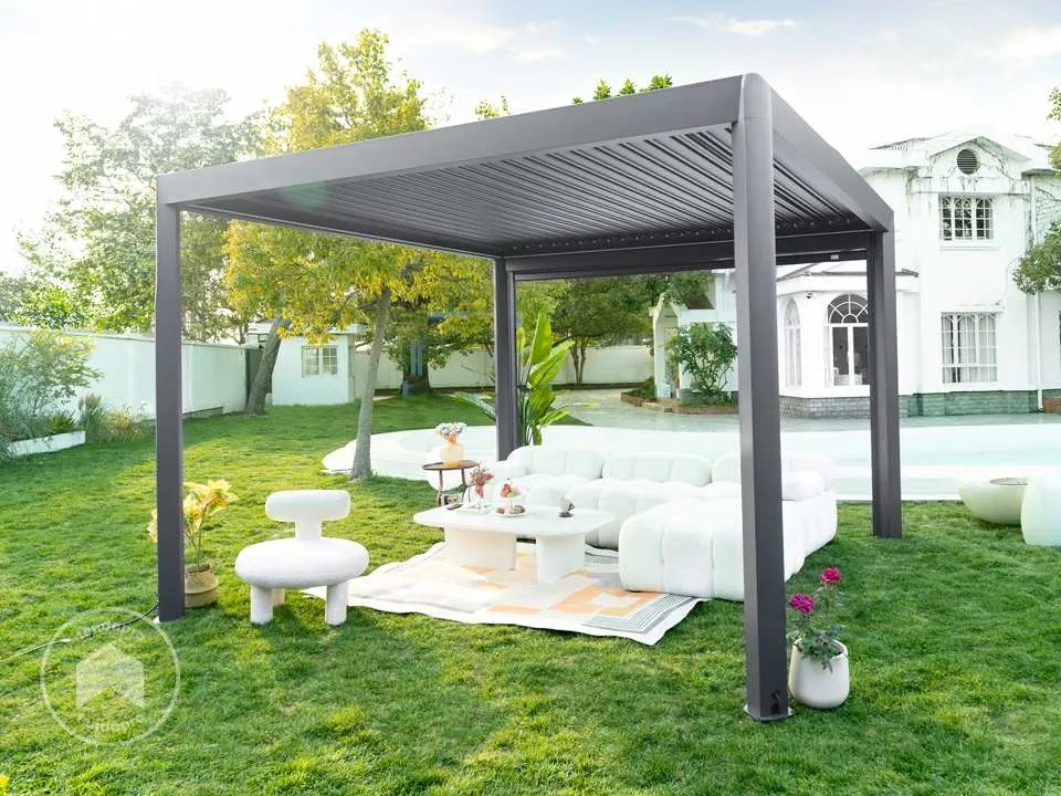PRIMEYARD Pergola 3,5x3,5m, tetto lamellare, antracite - (GFPV01121)