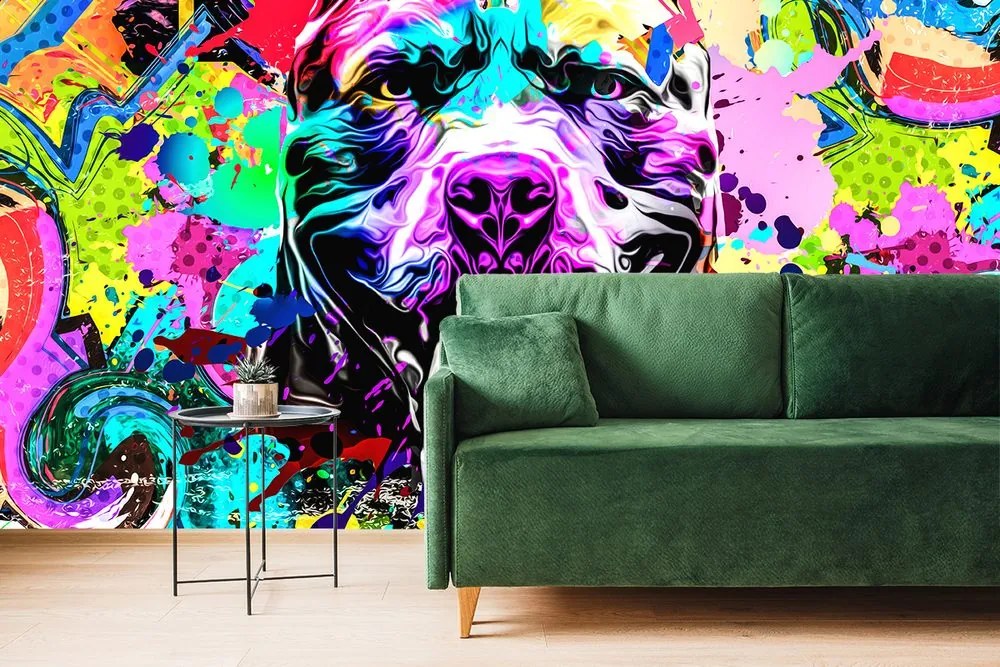 Carta da parati – Illustrazione multicolore di un cane