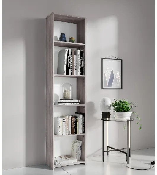 Libreria 4 Ripiani In Kit 45x25x183 Rovere Grigio