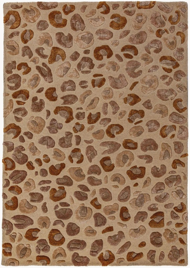 Tappeto in viscosa fatto a mano con motivo in rilievo Leopard Print