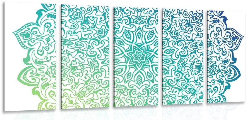 Quadri 5 pezzi – Mandala verde blu