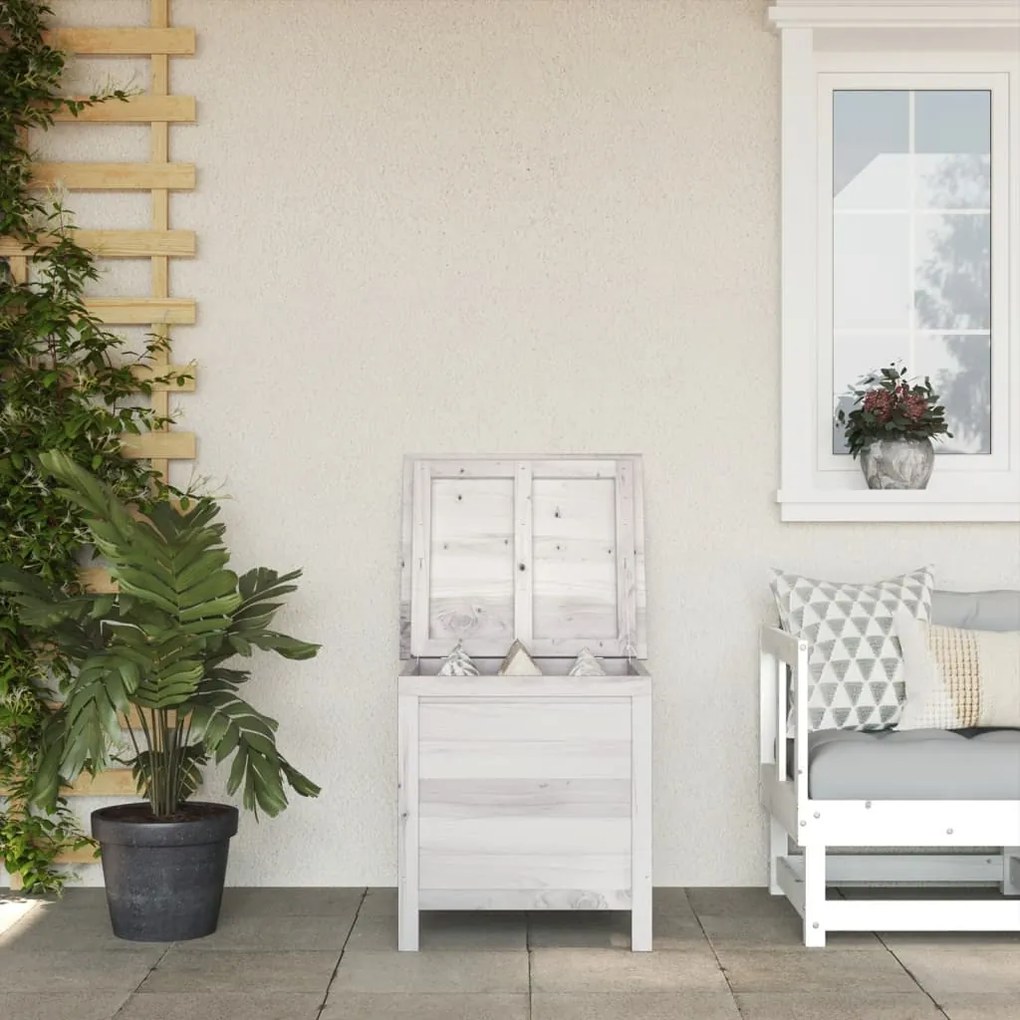 Contenitore Giardino Bianco 50x49x56,5 Cm Legno Massello Abete /