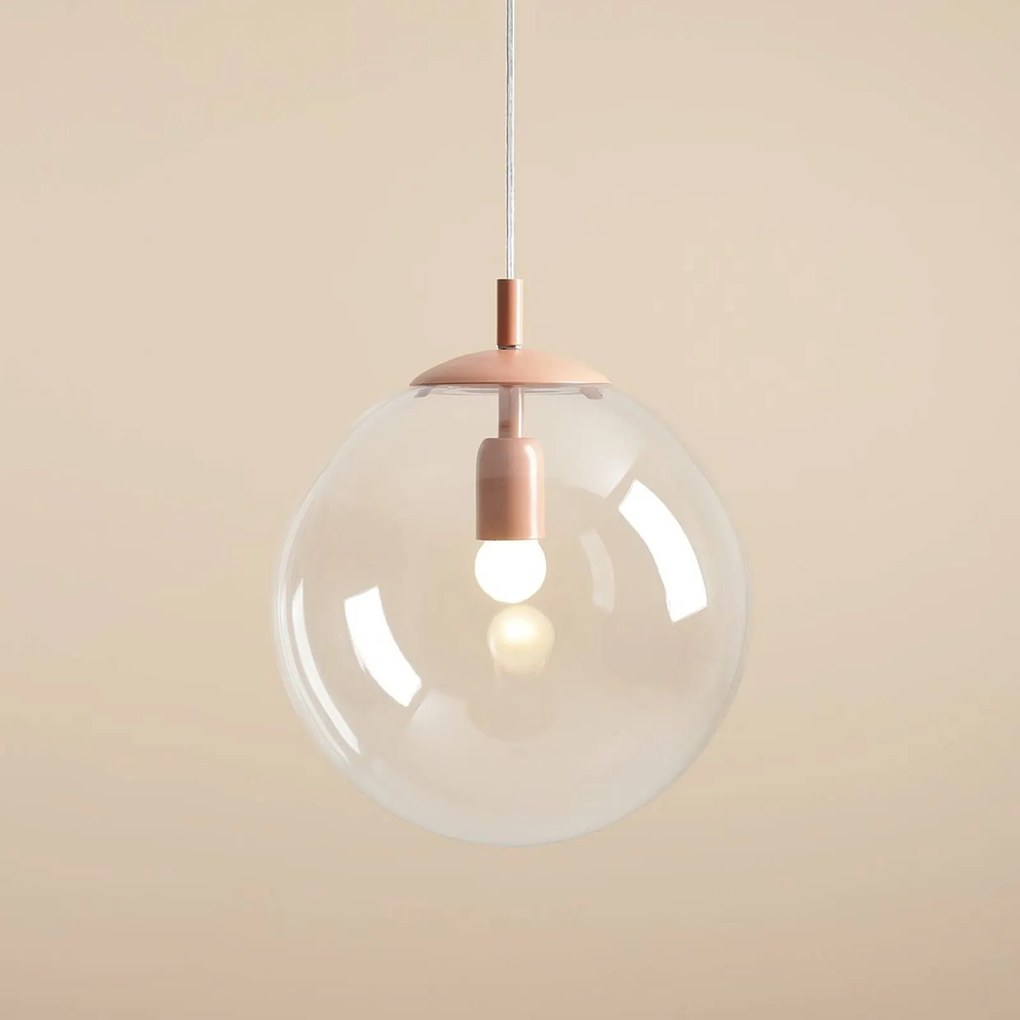ALDEX Lampada a sospensione Nohr con paralume in vetro, corallo/trasparente
