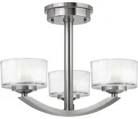 Lampadario Contemporaneo Meridian Acciaio Nichel Spazzolato Vetro 3 G9 3 Led