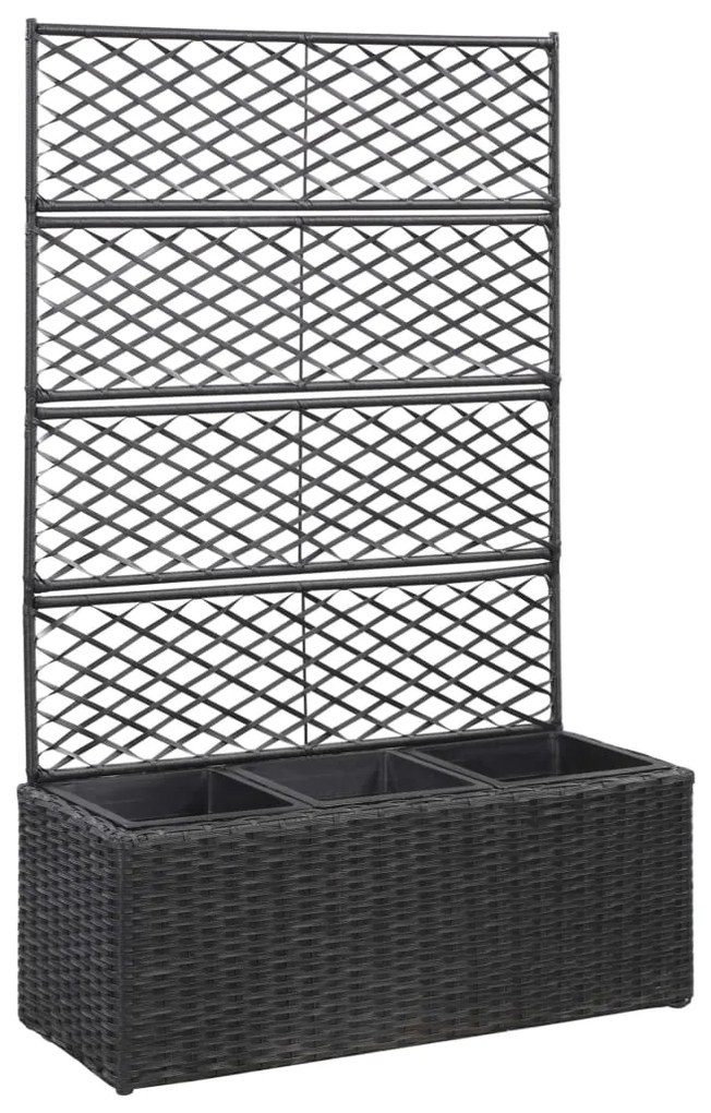 Letto Rialzato A Traliccio 3 Vasi 83x30x130 Cm Polyrattan Nero /