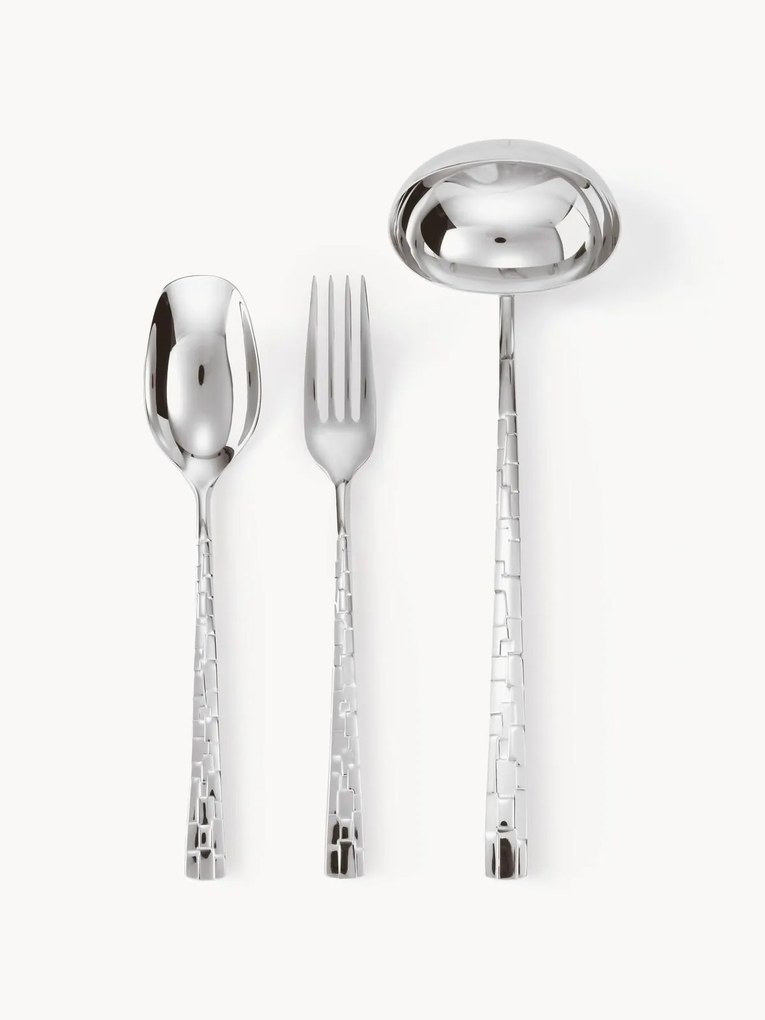 Set di 3 posate in acciaio inox lucidato Sculpt