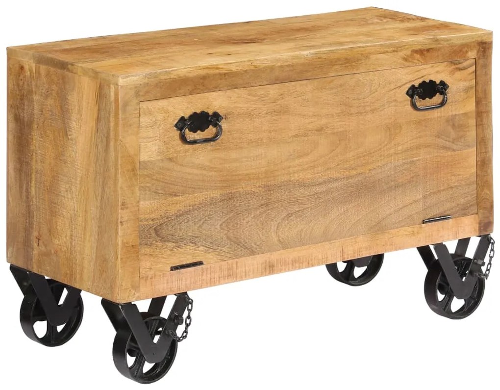 Scarpiera 86x35x55 Cm İn Legno Massello Di Mango /