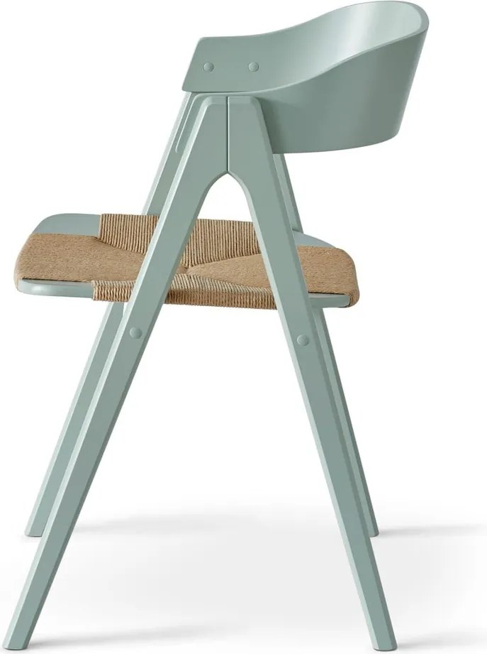 Sedia da pranzo in legno di faggio verde chiaro con seduta in rattan Findahl di Hammel Mette - Hammel Furniture