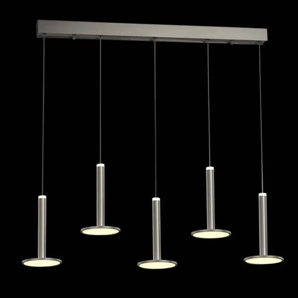 Lampadario led lineare a 5 pendenti tua md17033012-5bsn cromo