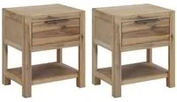 Comodini con Cassetti 2 pz 40x30x48 cm Legno Massello di Acacia cod mxl 48290