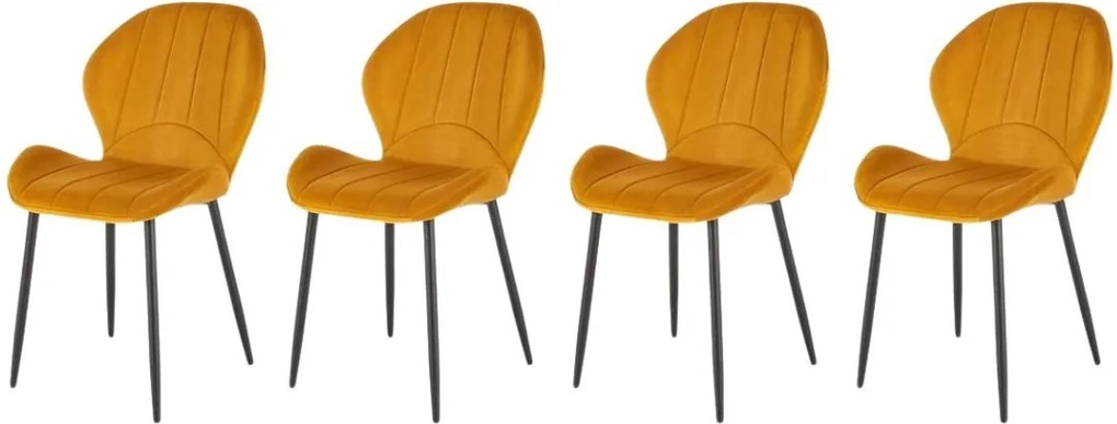 Set di 4 sedie K538 in velluto senape