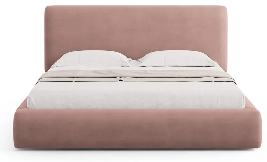 Letto matrimoniale imbottito rosa con vano contenitore e doghe 160x200 cm Colonel - Cosmopolitan Design