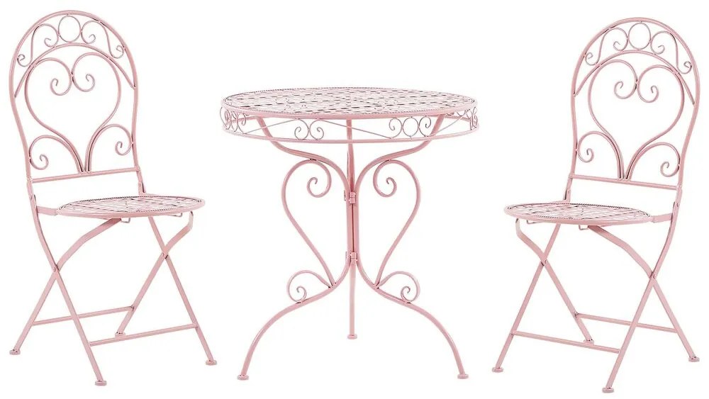 Set balcone in metallo rosa tavolo e 2 sedie ALBINIA Beliani