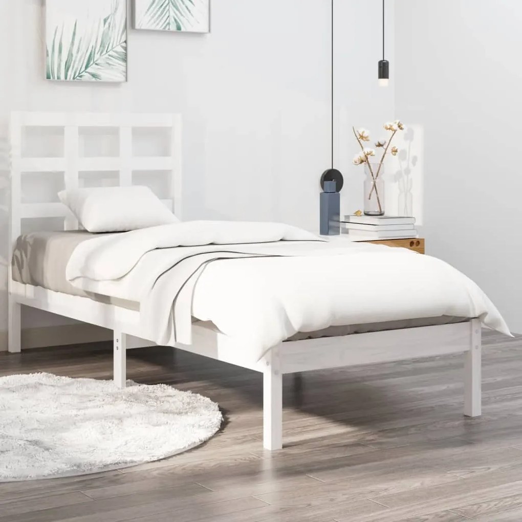 Giroletto Bianco İn Legno Massello 90x190 Cm Single /