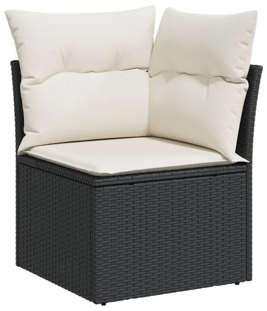 Set Divani da Giardino 14pz con Cuscini in Polyrattan Nero