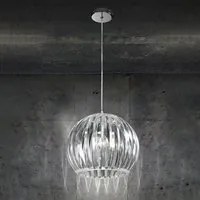 Lampadario In Metallo Contemporaneo Slice Cromo Trasparente 1 Luce E27 Grande