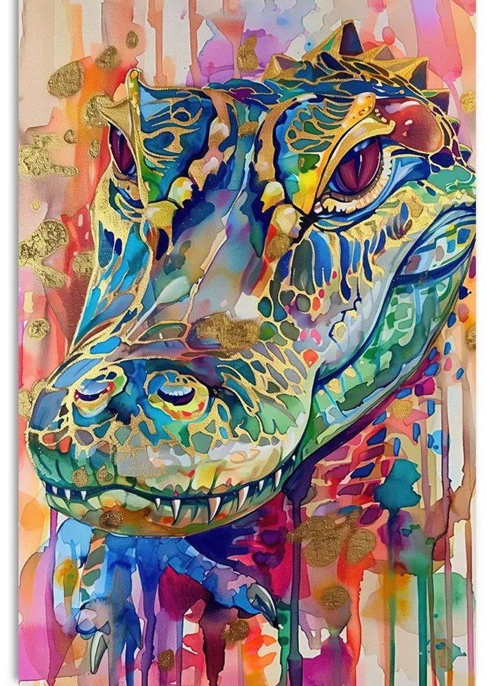 Stampa su tela – Coccodrillo con imitazione di pittura
