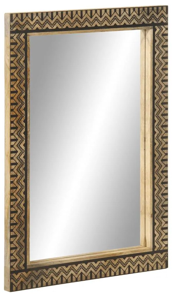Specchio Da Bagno 50x70 Cm İn Legno Massello Di Mango E Vetro /