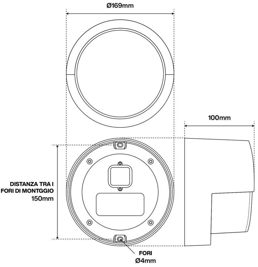 Applique IP65 LED da Parete 12W B. Naturale Tonda Colore Bianco Naturale 4.200K