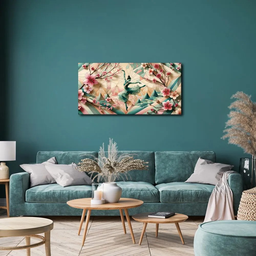Quadro su tela – Ballerina astratta tra i fiori