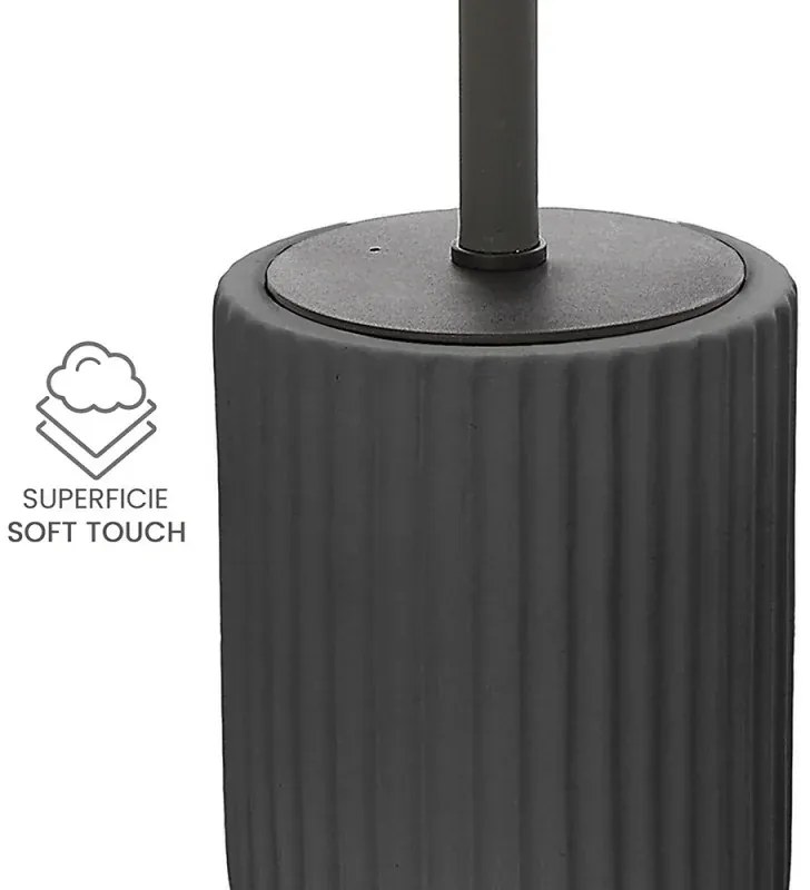 Scopino wc nero in ceramica soft touch con setole nere Spring