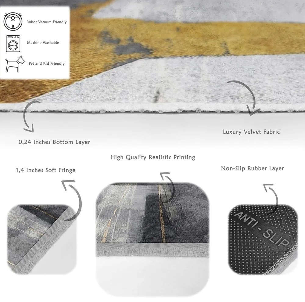 Tappeto lavabile giallo-blu scuro 160x230 cm Unique - Mila Home