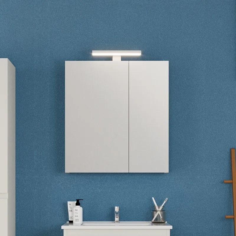 Specchio bagno contenitore 65 cm colore bianco opaco | LAC-EOLO-65 - KAMALU