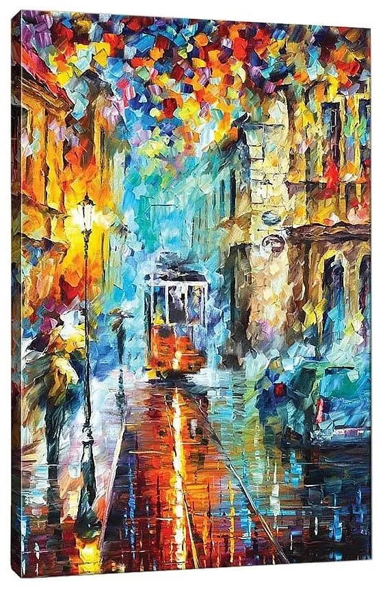 Pittura Città piovosa, 40 x 60 cm Late Night Tram - Tablo Center