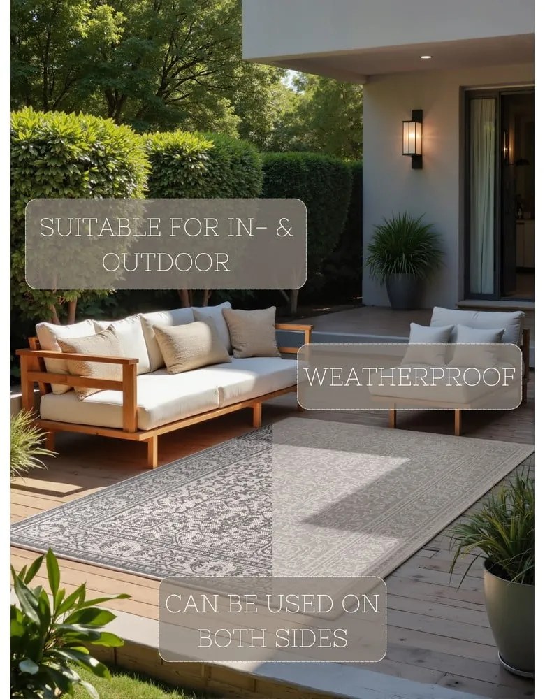 Tappeto da interno/esterno grigio/avorio 120x170 cm Duet Kona – NORTHRUGS