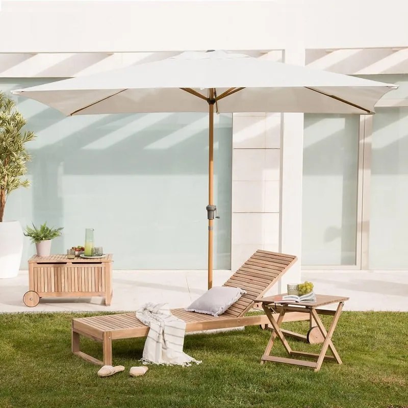 Ombrellone a palo centrale marrone Agorà NATERIAL con telo rettangolare bianco L 300 x P 194 x H 255 cm