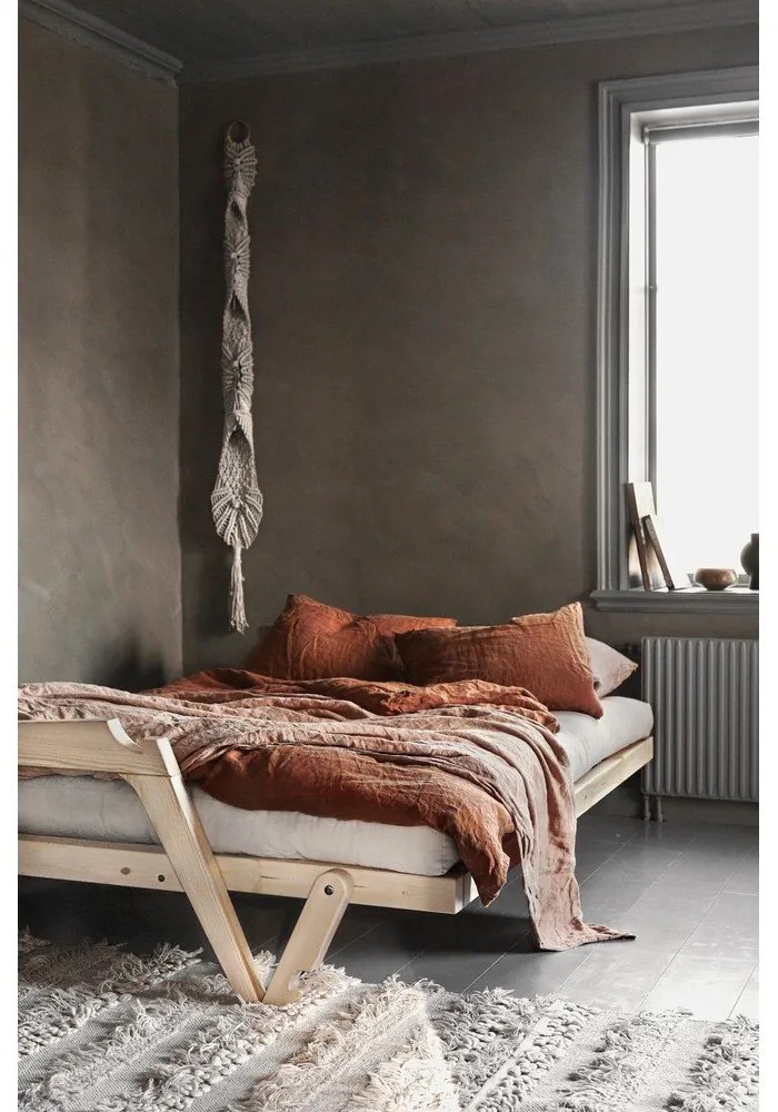 Divano letto in velluto a coste rosa 204 cm Grab Carob - Karup Design