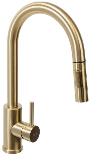 REA-B9148 - Miscelatore per lavello con doccetta estraibile FRESH 39,5 cm, finitura oro spazzolato