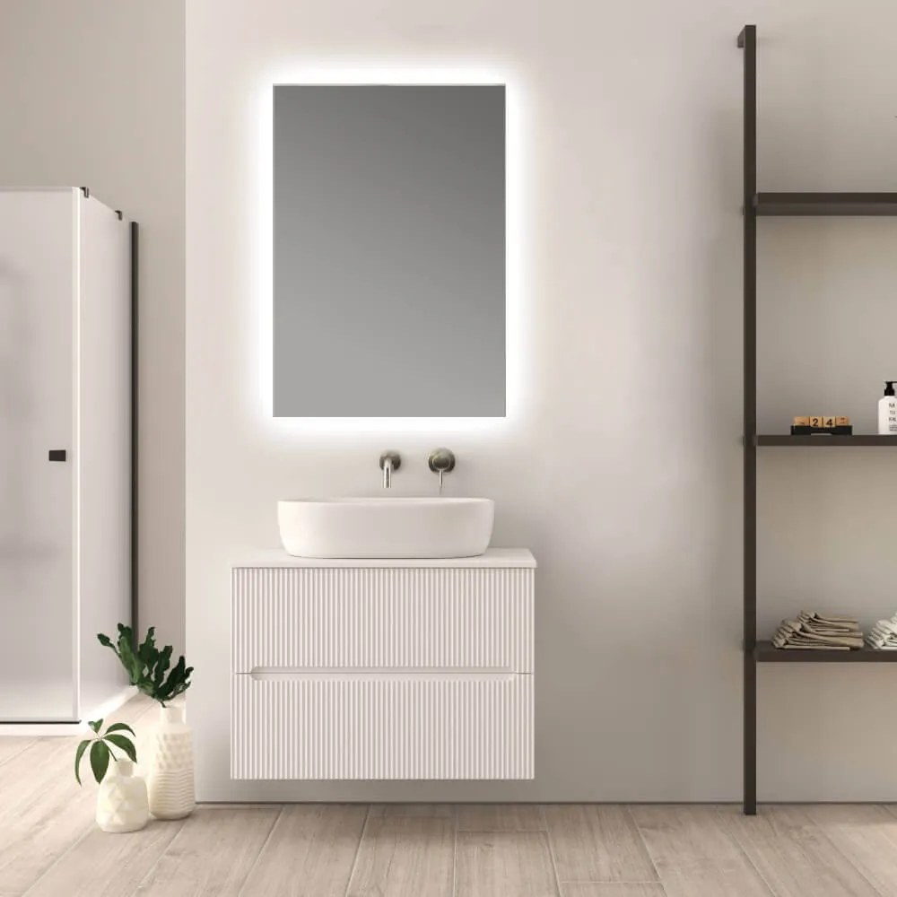 Mobile da bagno 80 cm cannettato bianco opaco Palermo