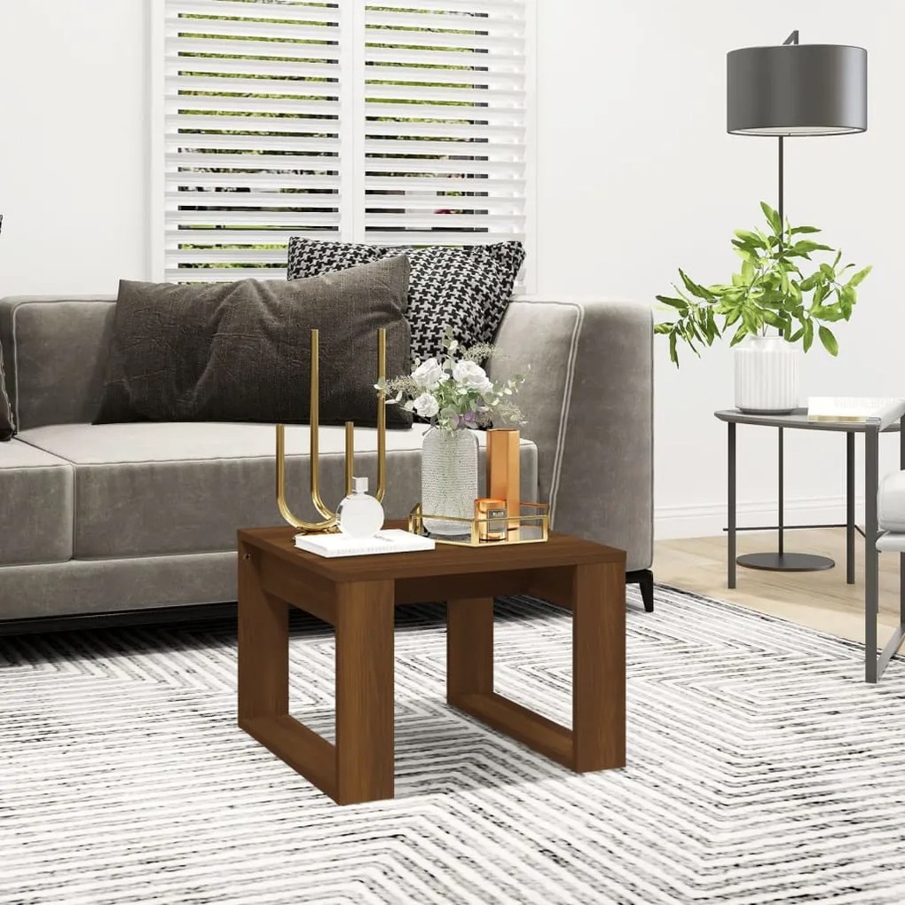 Tavolino Da Salotto Rovere Marrone 50x50x35cm Legno Multistrato /