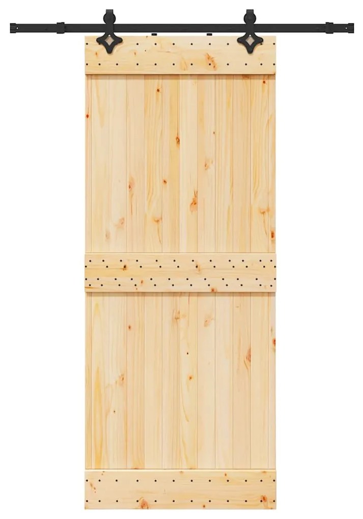 Porta Scorrevole Con Set Hardware 85x210 Cm Legno Massello Pino /