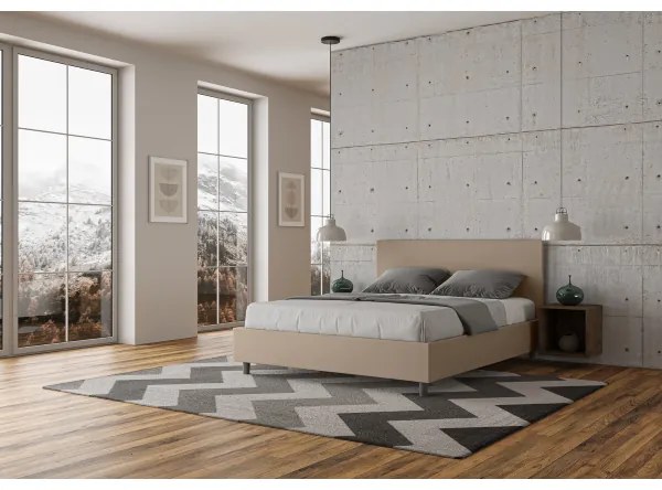 Letto matrimoniale contenitore imbottito 160x200 similpelle tortora Adele