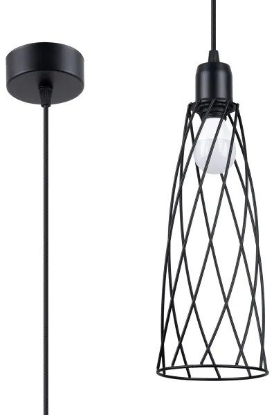 Sollux SL.1165 - Lampadario a sospensione con filo SUBA 1xE27/15W/230V nero