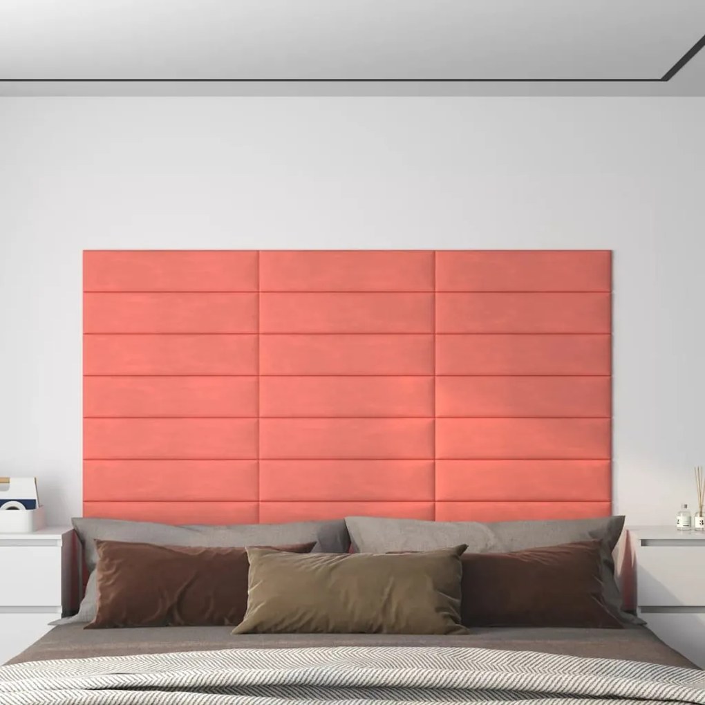 Pannelli Murali 12 Pz Rosa 60x15 Cm Velluto 1,08 M² /