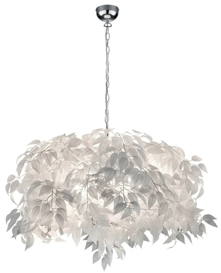 Lampada a sospensione bianca con piume Ciondolo, altezza 150 cm Leavy - Trio