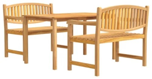 Set da Pranzo per Giardino 3 pz in Legno Massello di Teak