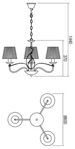 Redo 02-951 - Lampadario a sospensione con catena VIRTUU 3xE14/28W/230V