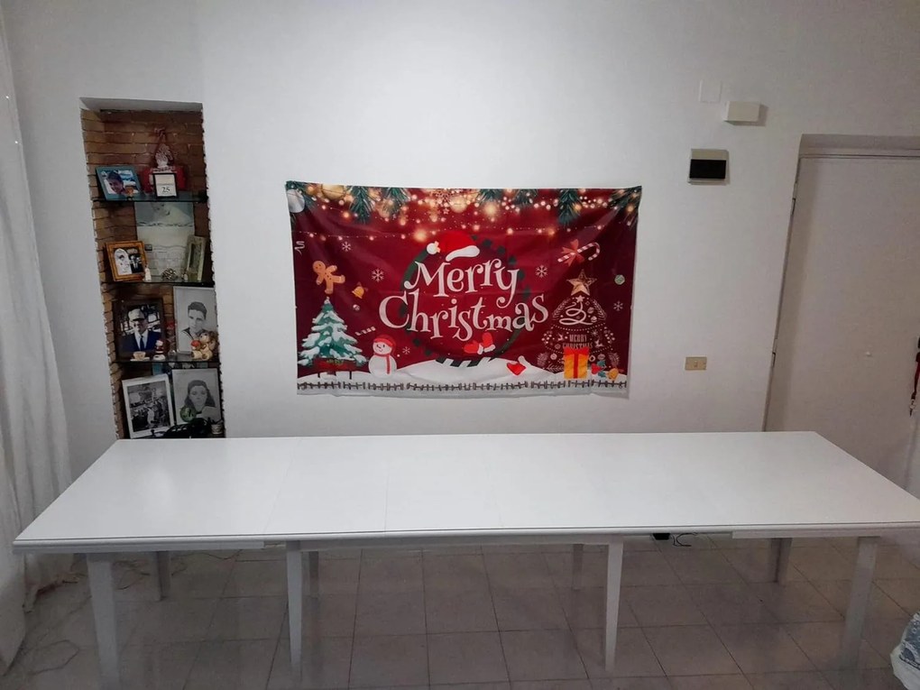 Tavolo rettangolare in legno massello bianco opaco 180x100 cm