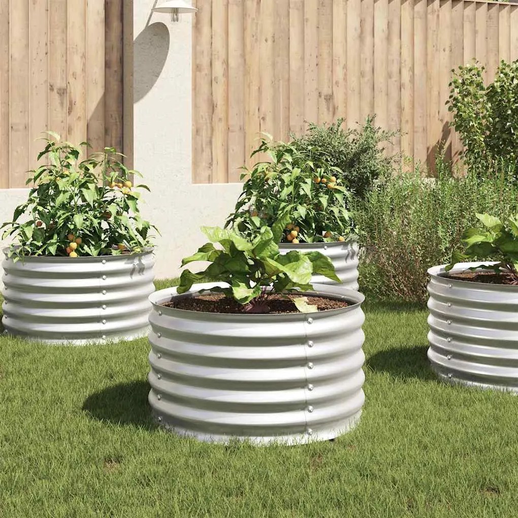 Letto Rialzato Giardino 80x80x44 Cm İn Acciaio Zincato Argento /