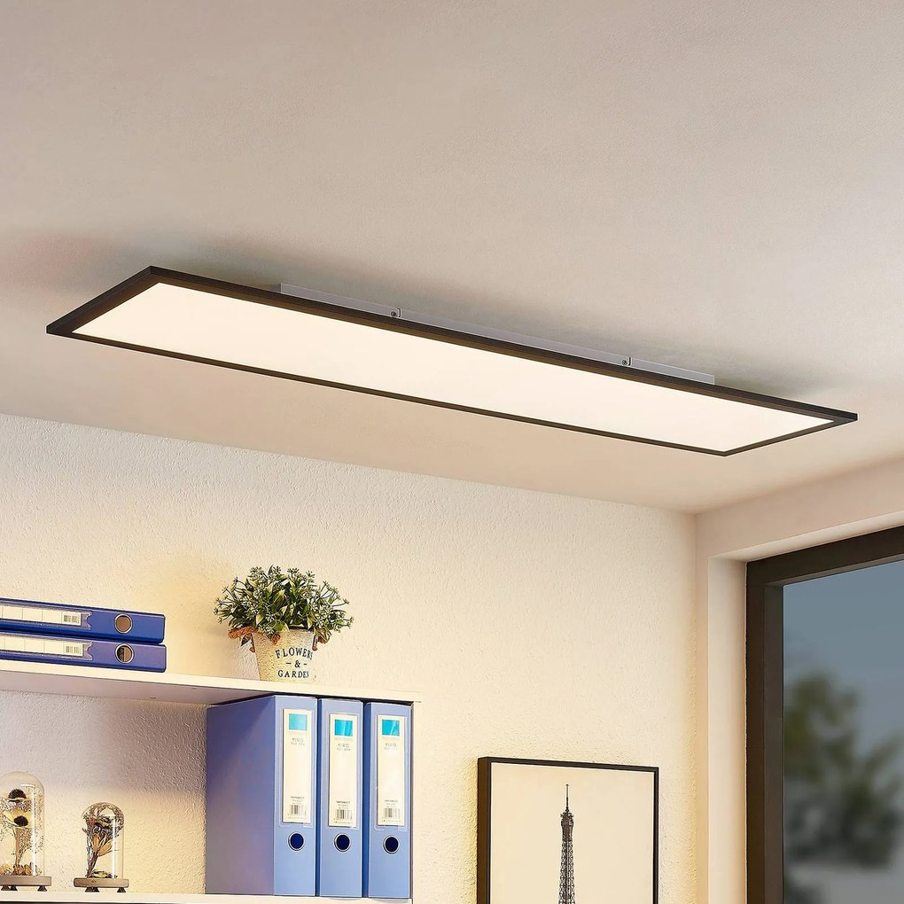 Pannello LED Lindby Nelios, 120 x 30 cm, 4000K, nero, metallo Nelios, Nero, Soggiorno / Sala da pranzo, Alluminio, Moderno, Pannello LED