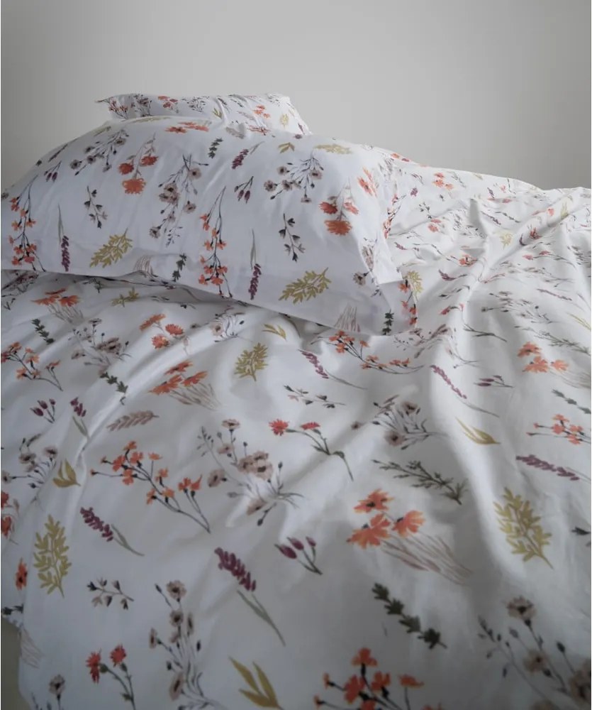 Set copripiumino e federa bianco in cotone renforcé per letto singolo 140x200 cm Floral Dance Autumn – Mila Home Luxury