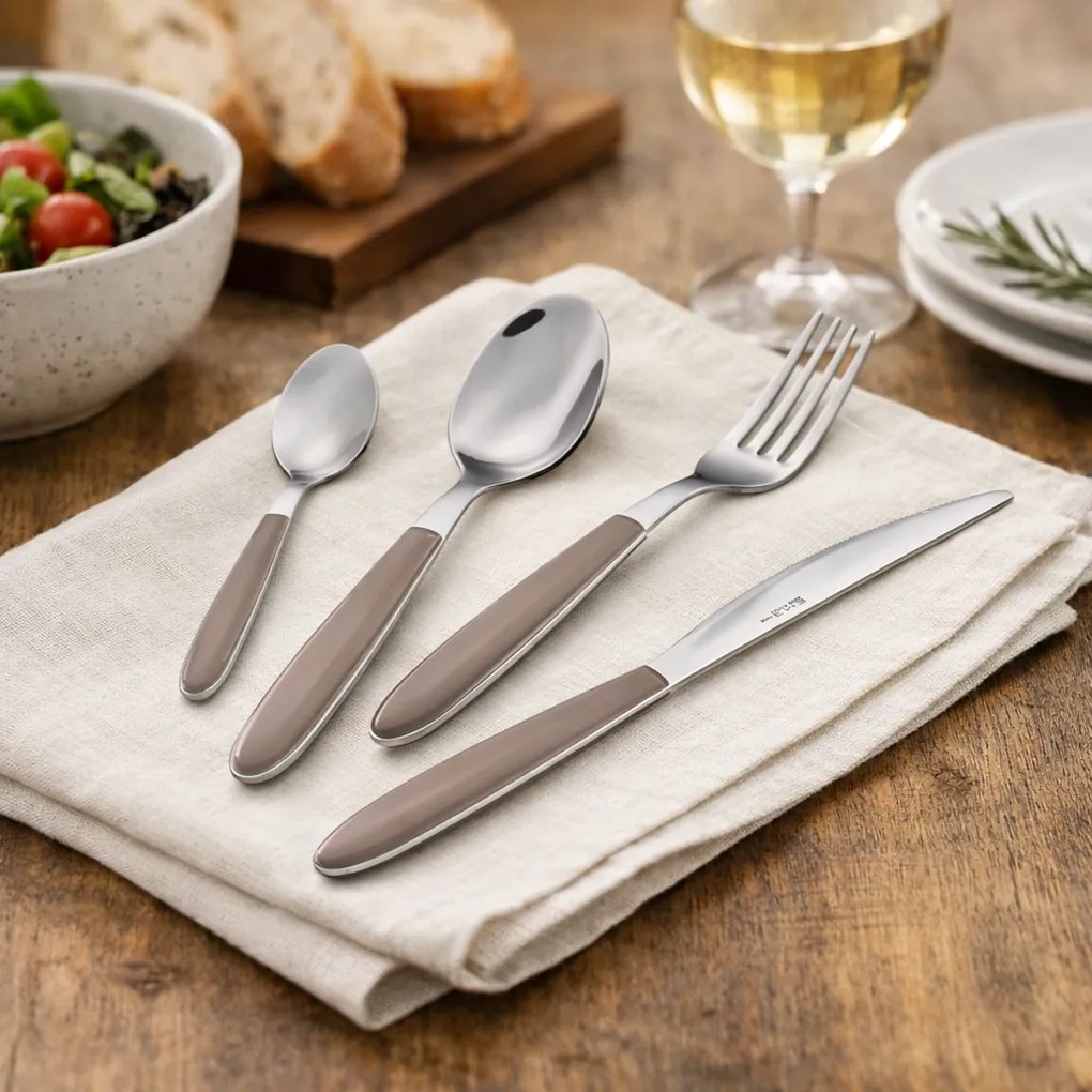 Servizio Set di Posate 24 pezzi in Acciaio Inox Eme Vero Nocciola 408...