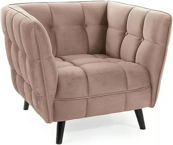 Poltrona Castello Velvet in velluto beige scuro Bluvel 40 e struttura in legno wenge – 92x85x78 cm